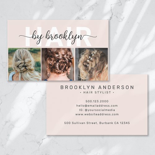 Modern Photo Typography Hair Stylist Business Card