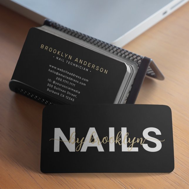 Modern Photo Typography Nail Artist Business Card (Creator Uploaded)
