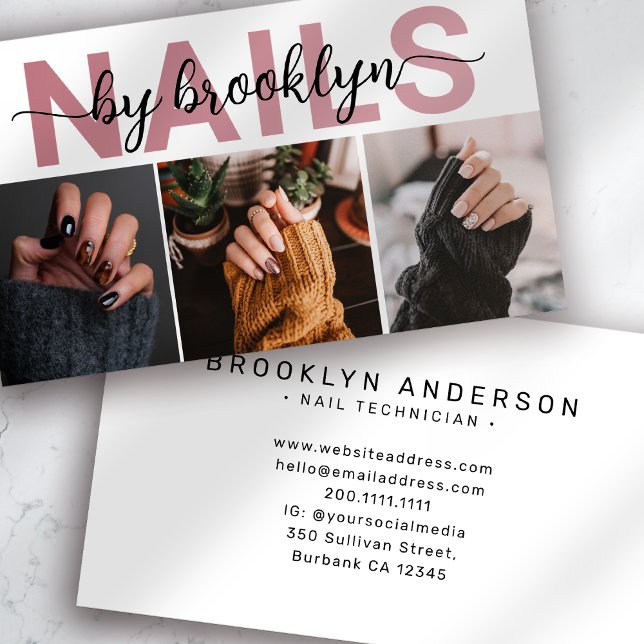Modern Photo Typography Nail Artist  Business Card (Creator Uploaded)