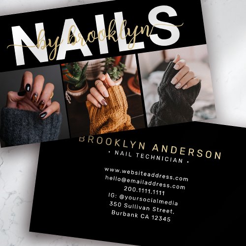 Modern Photo Typography Nail Artist  Business Card
