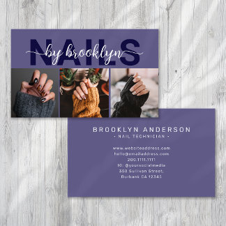 Modern Photo Typography Nail Artist Business Card
