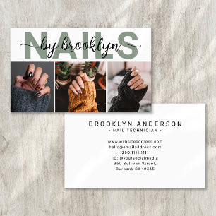 Modern Photo Typography Nail Artist Business Card