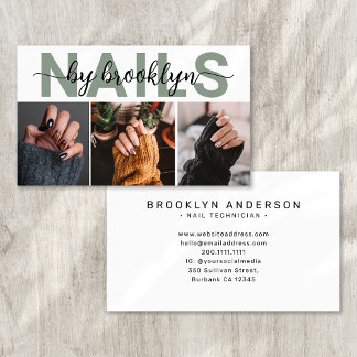 Modern Photo Typography Nail Artist Business Card
