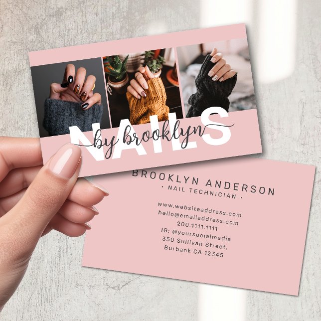 Modern Photo Typography Nail Artist Business Card (Creator Uploaded)