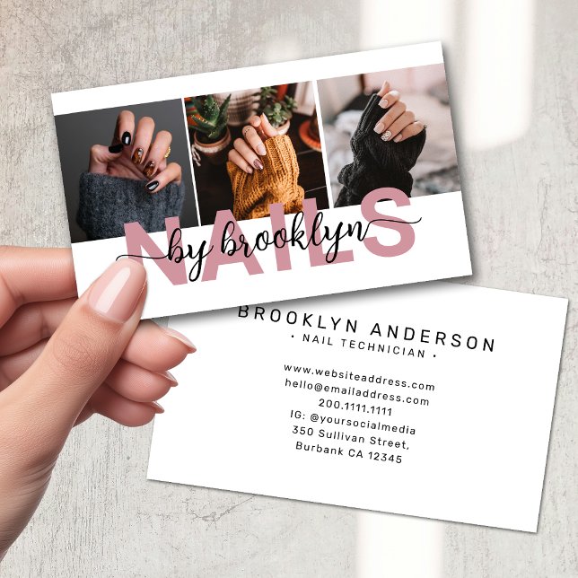Modern Photo Typography Nail Artist  Business Card (Creator Uploaded)