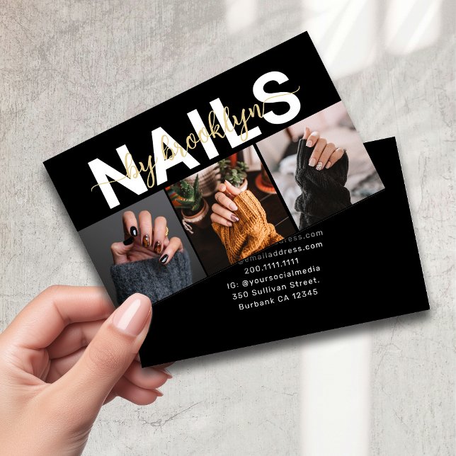 Modern Photo Typography Nail Artist  Business Card (Creator Uploaded)