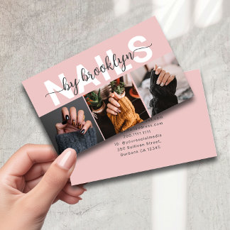 Modern Photo Typography Nail Artist Business Card