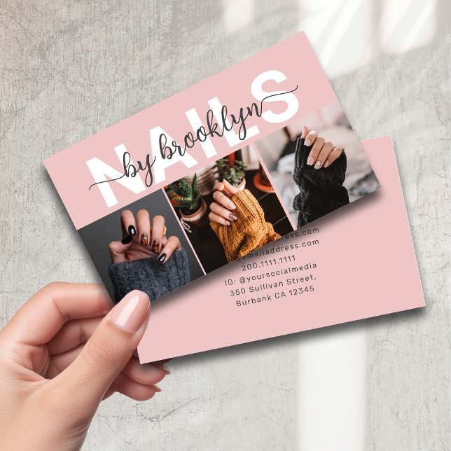 Modern Photo Typography Nail Artist Business Card (Creator Uploaded)