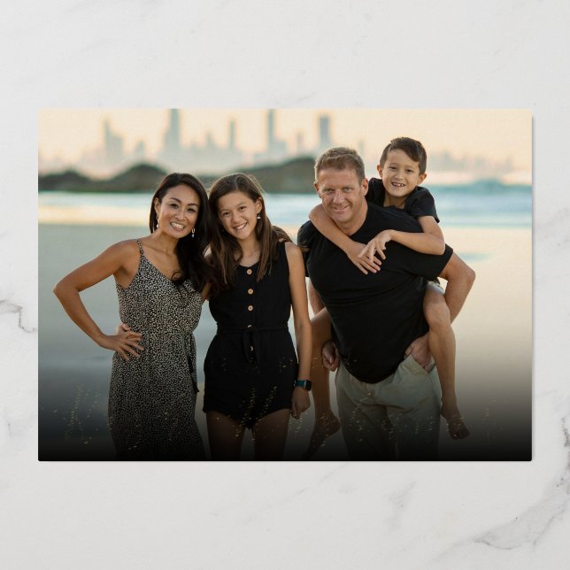 Modern Photo Typography Rosh Hashanah New Year Foil Holiday Card (Front)