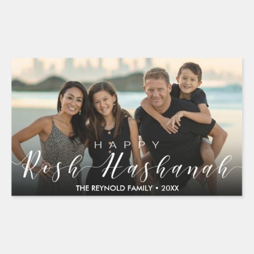 Modern Photo Typography Rosh Hashanah New Year Rectangular Sticker