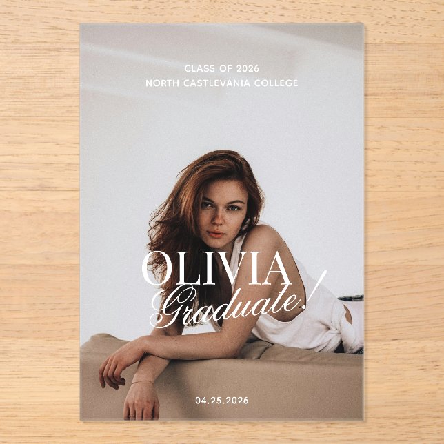 Modern Photo Typography Script Grad Announcement (Front)
