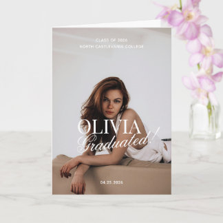 Modern Photo Typography Script Grad Party Folded Card