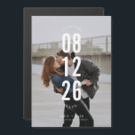 Modern Photo Typography Wedding Save the Date<br><div class="desc">Save the date magnetic cards are perfect for the modern couple. To customize,  add your favorite vertical photograph,  customize with your wedding date and names. Mail to family and friends and ask them to reserve your wedding date so they can attend your wedding celebration.</div>