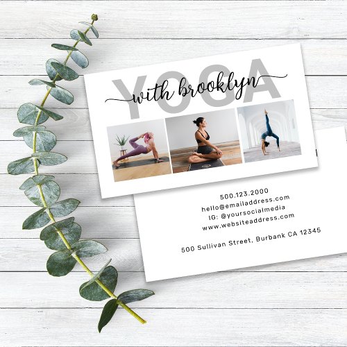 Modern Photo Typography Yoga Instructor Business Card