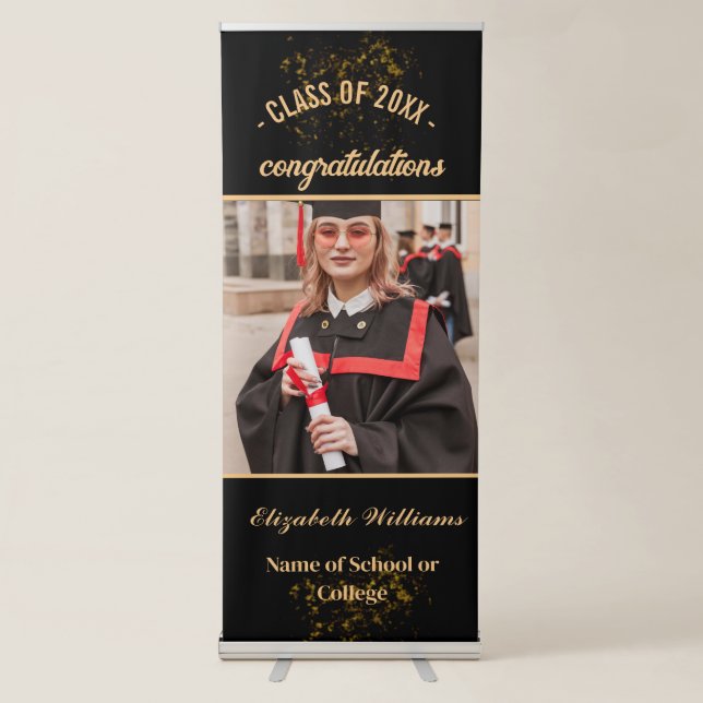 Modern  Photo Vertical Graduation Party Retractable Banner (Front)