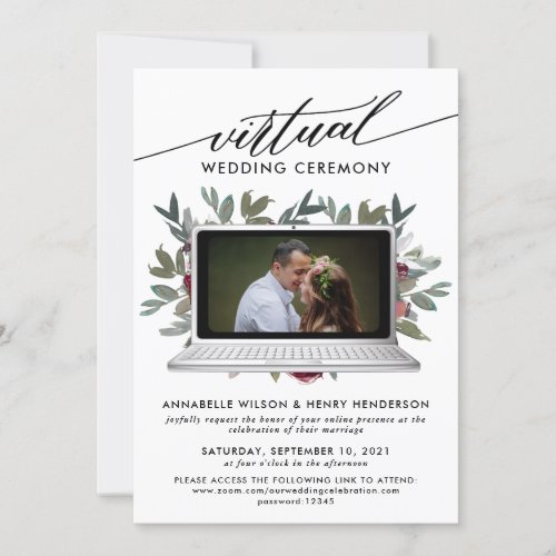 Modern Photo Virtual Wedding Ceremony Invitation