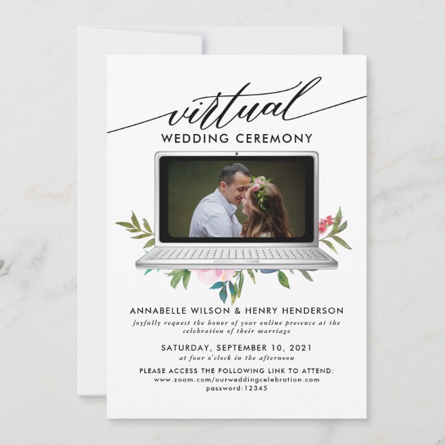 Modern Photo Virtual Wedding Ceremony Invitation (Front)