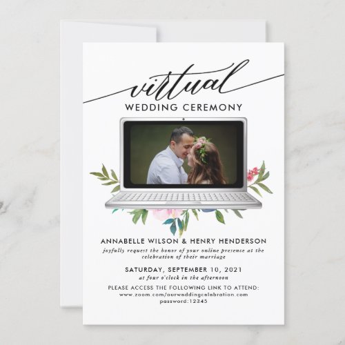 Modern Photo Virtual Wedding Ceremony Invitation