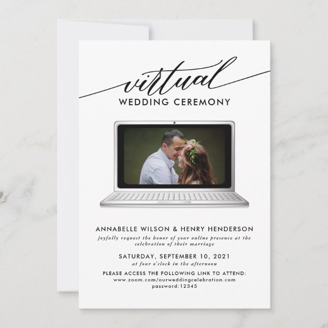 Modern Photo Virtual Wedding Ceremony Invitation (Front)