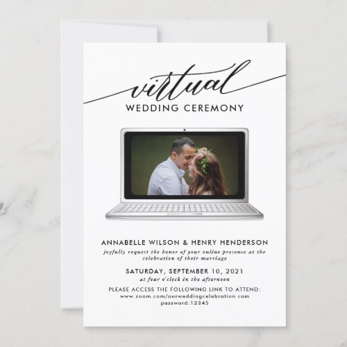 Modern Photo Virtual Wedding Ceremony Invitation