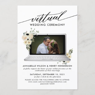 Modern Photo Virtual Wedding Ceremony Invitation