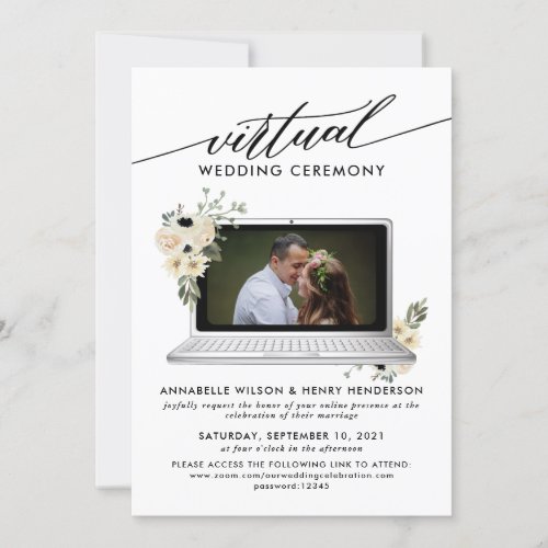 Modern Photo Virtual Wedding Ceremony Invitation