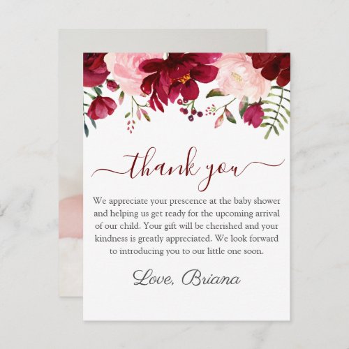 Modern Photo Watercolor Floral Girl Baby Shower In Invitation