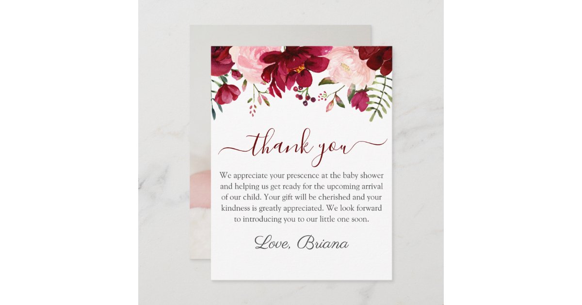 Modern Photo Watercolor Floral Girl Baby Shower In Invitation | Zazzle