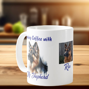  Modern Photo/Watercolor Shepherd Personalize Coffee Mug