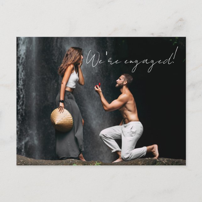  Modern Photo We Are Engaged Announcement Postcard (Front)