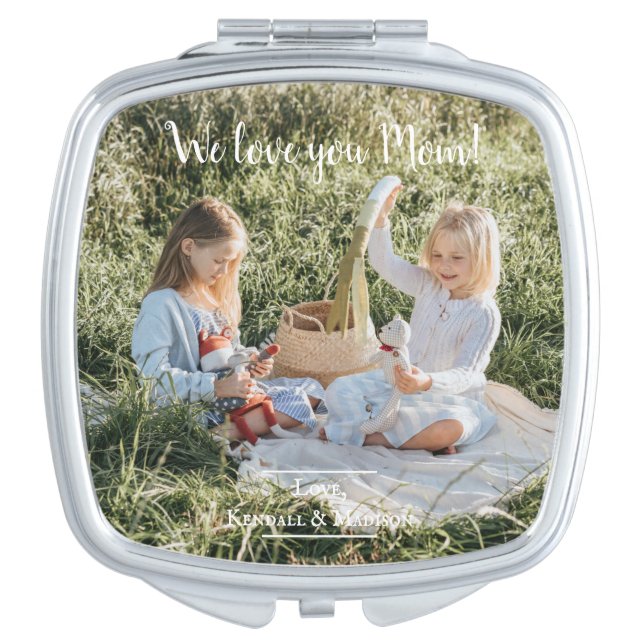 Modern Photo We Love you Mom Compact Mirror (Front)
