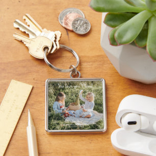Modern Photo We Love you Mom Keychain