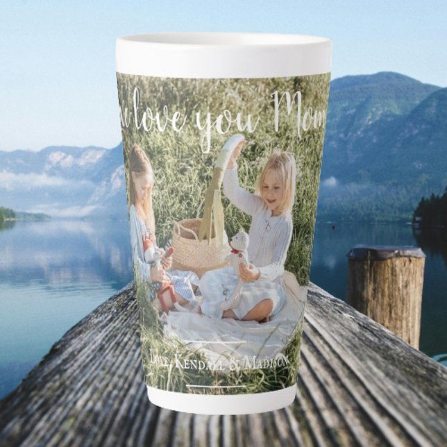 Modern Photo We Love you Mom Latte Mug (Modern Photo We Love You Mom Personalized Latte Mug)