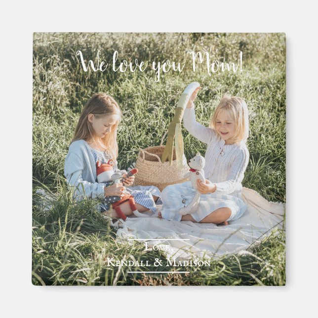 Modern Photo We Love you Mom Magnet (Front)