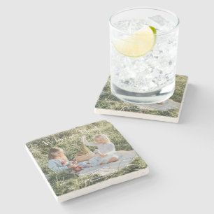 Modern Photo We Love you Mom Stone Coaster