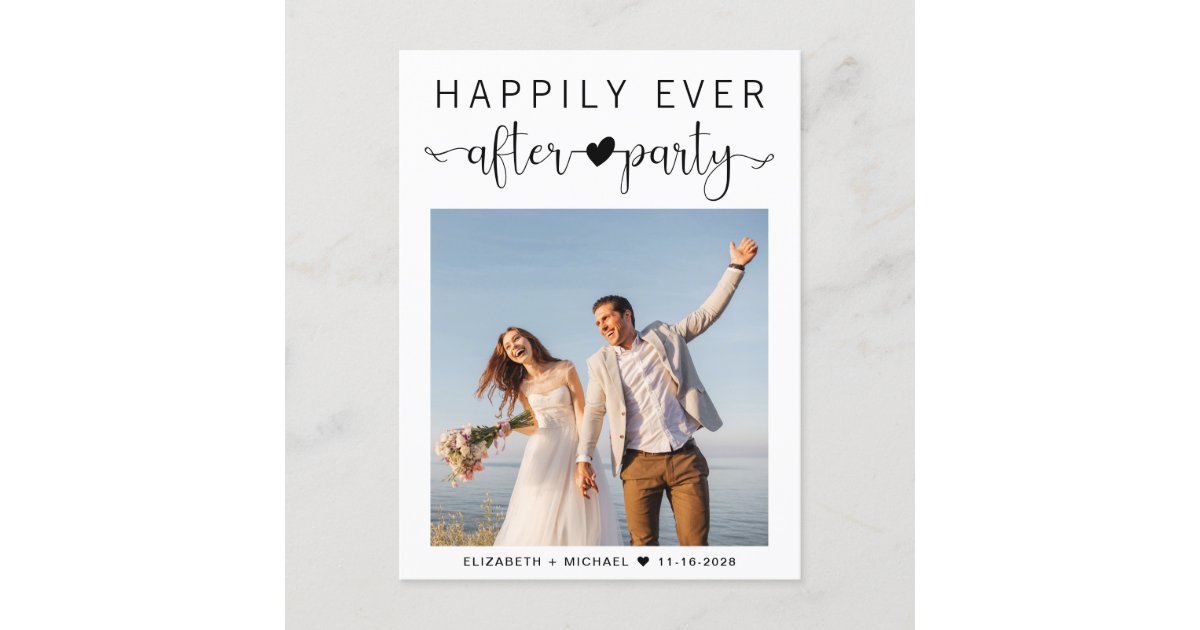 Modern Photo Wedding After Party Reception Postcard | Zazzle