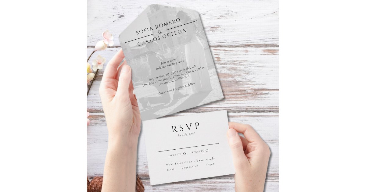 Modern Photo Wedding All In One Invitation | Zazzle