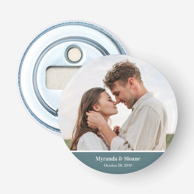 Modern Photo Wedding Bottle Opener (Front)