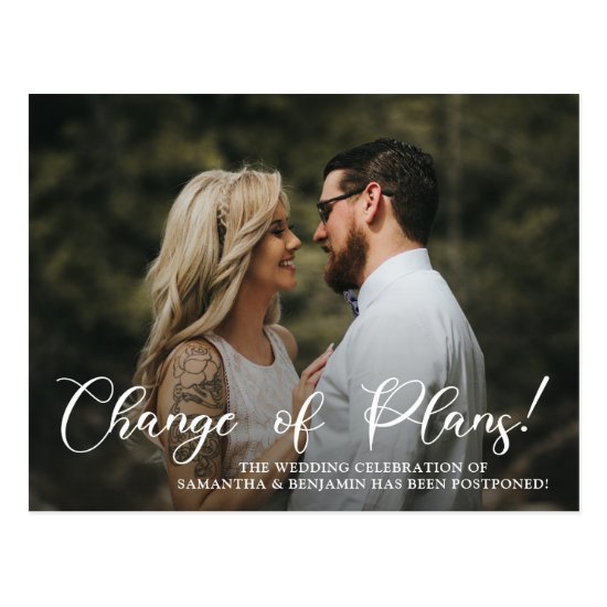 Modern Photo Wedding Change of Plans Postcard