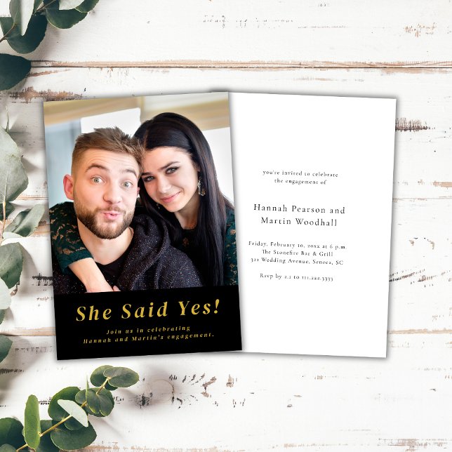 Modern Photo Wedding Engagement Party  Holiday Card (celebrate your engagement with this modern personalized party invitation)