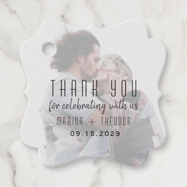 Modern Photo Wedding Favor Thank You Tag (Front)