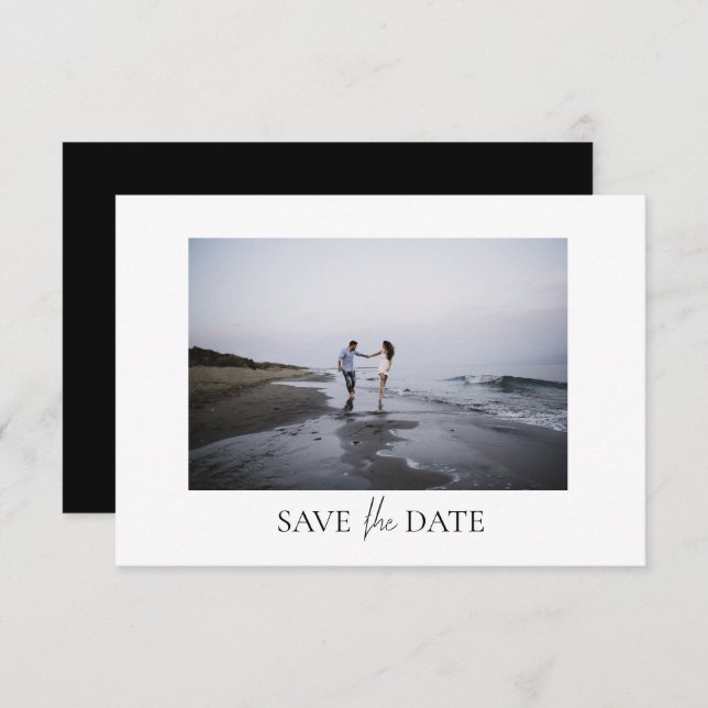 Modern Photo Wedding Flat Save The Date Card (Front/Back)