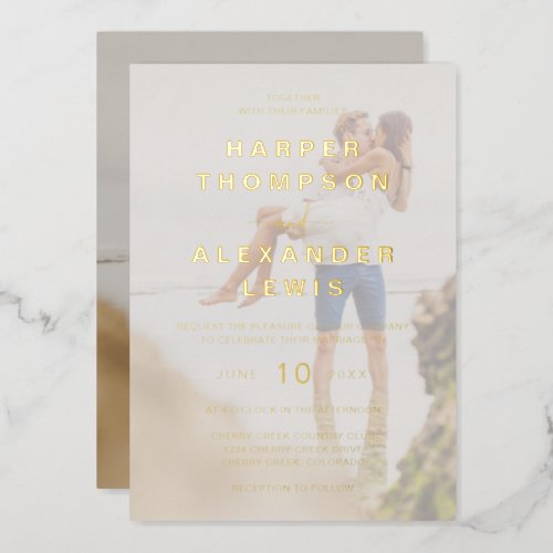 Modern Photo Wedding Gold Foil Invitation