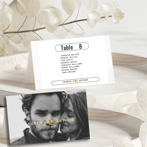 Modern Photo Wedding Guest Names Table Place Card