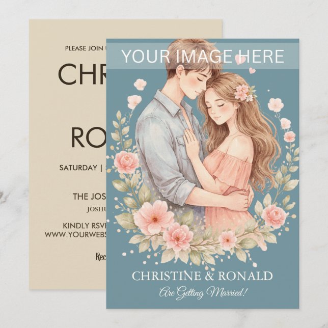 Modern Photo Wedding Invitation Minimalist (Front/Back)