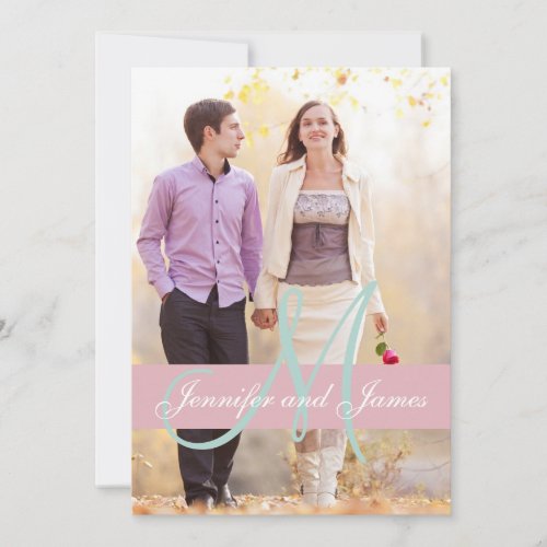 Modern Photo Wedding Invitation | Pink Mint Green
