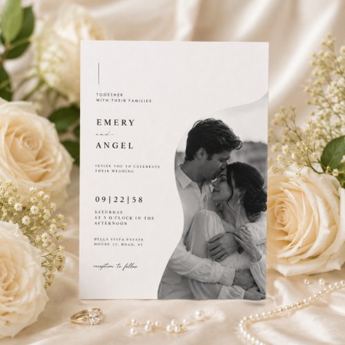 Modern Photo Wedding Invitation Template.