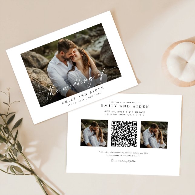 Modern Photo Wedding Invitation With Qr Code (Creator Uploaded)