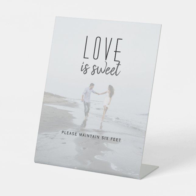 Modern Photo Wedding Love is Sweet Sign (Front)
