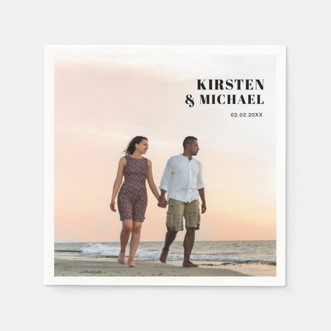 Modern photo wedding  napkins (Front)